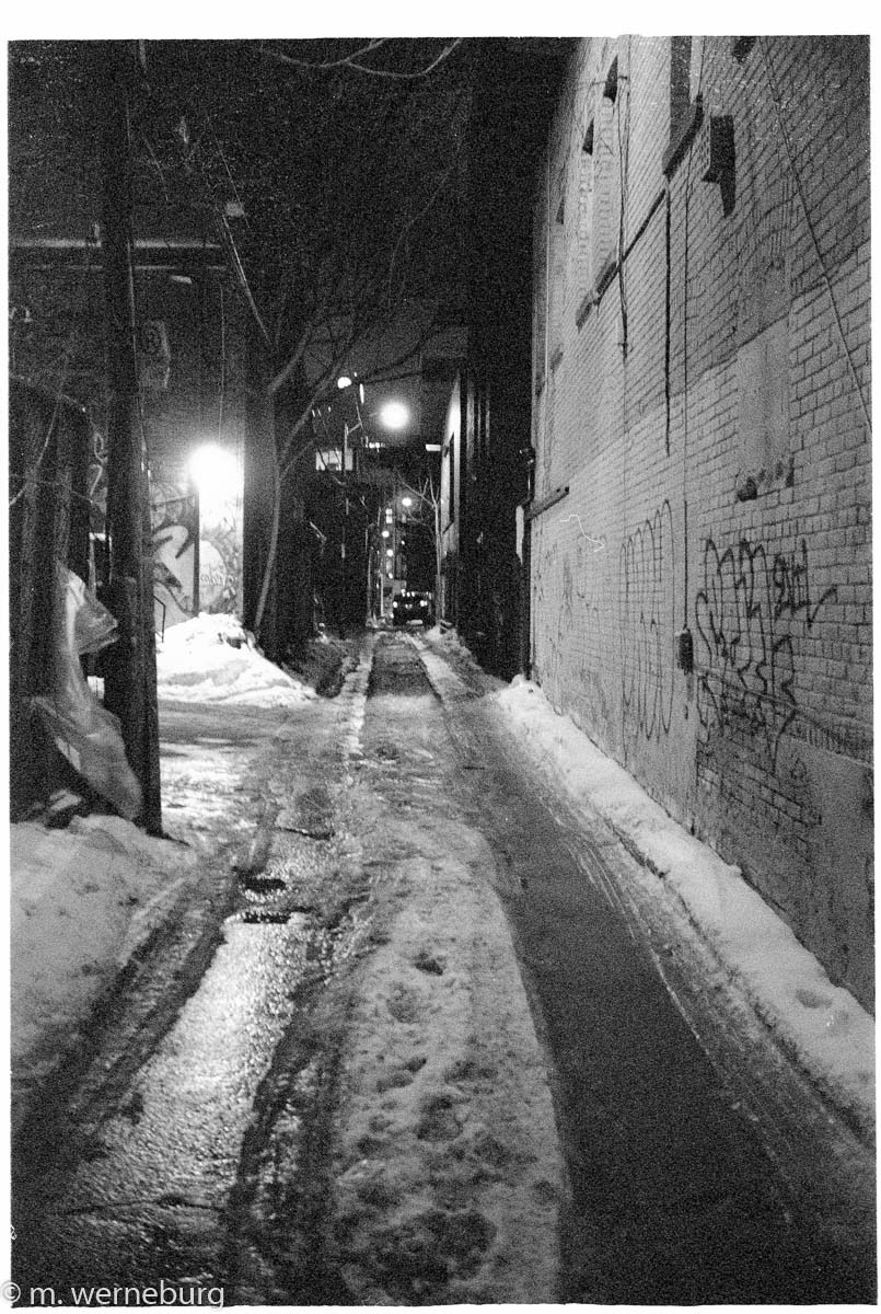 snowy laneway in Toronto