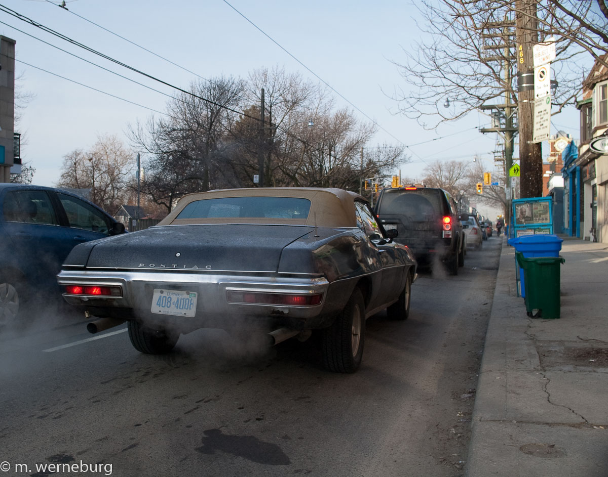 an old muscle car on Queen street