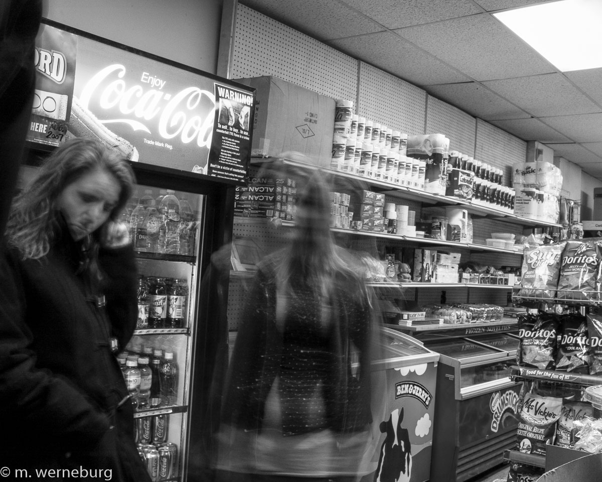 ghost girls at twilight .. in a comvenience store