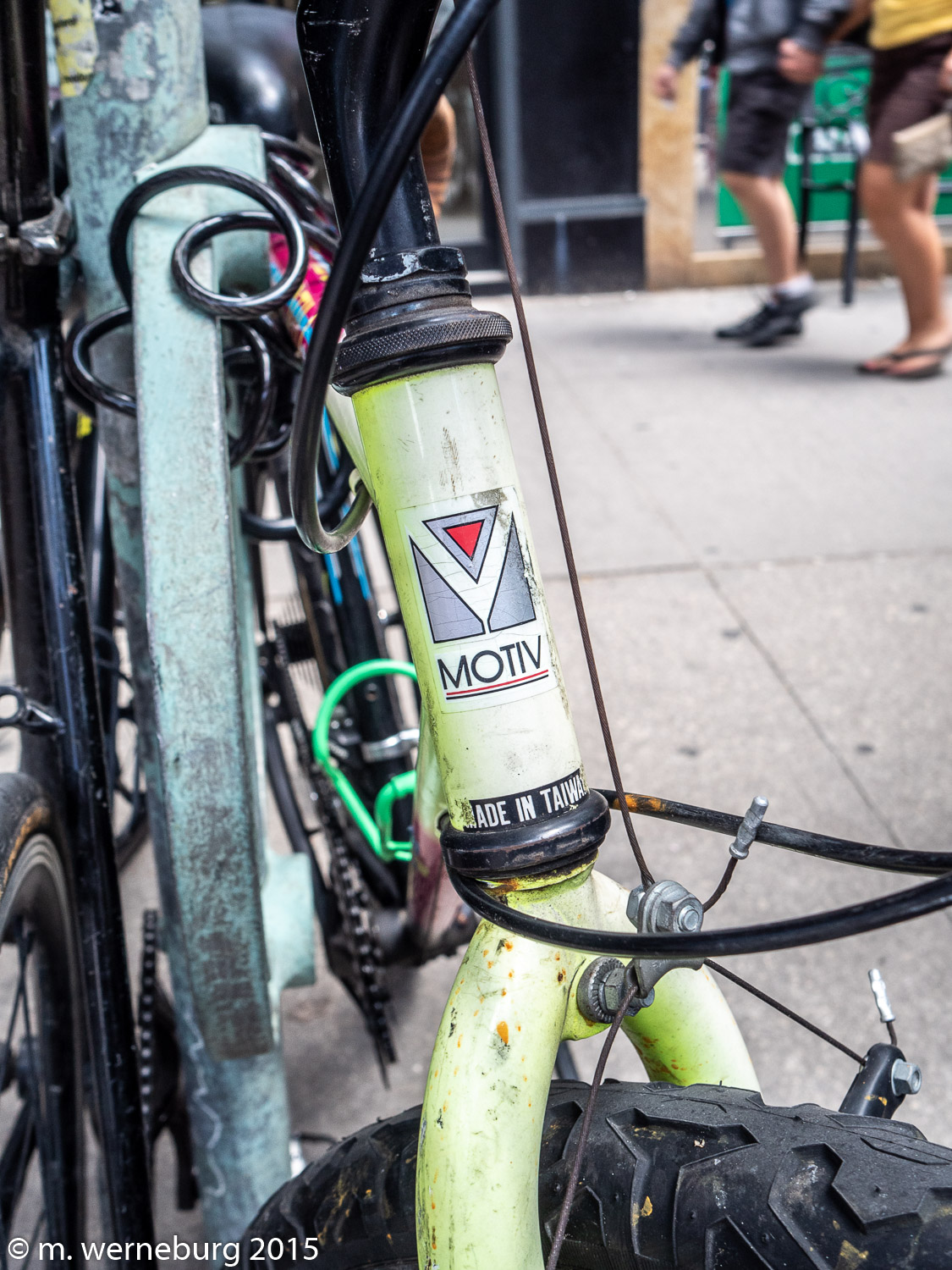a motiv bicycle badge on the street