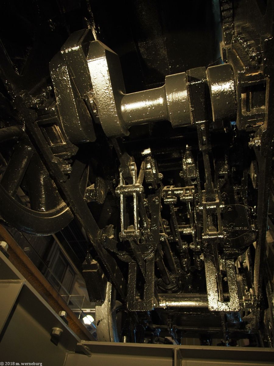 undercarriage of a steam train