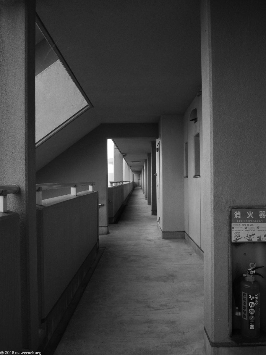 outdoor hallways, Miyakonojo apartment building