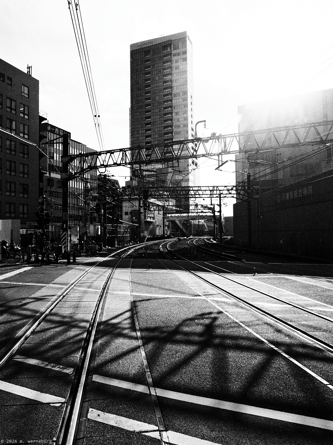 at-grade railway crossing in Shinjuku