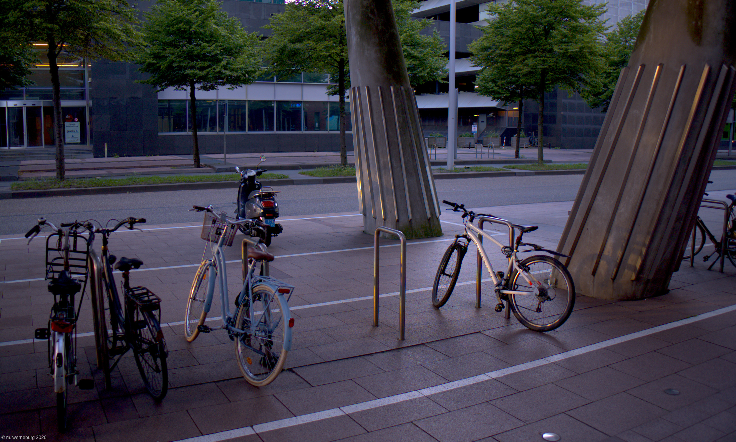 bikes in the day's final rays